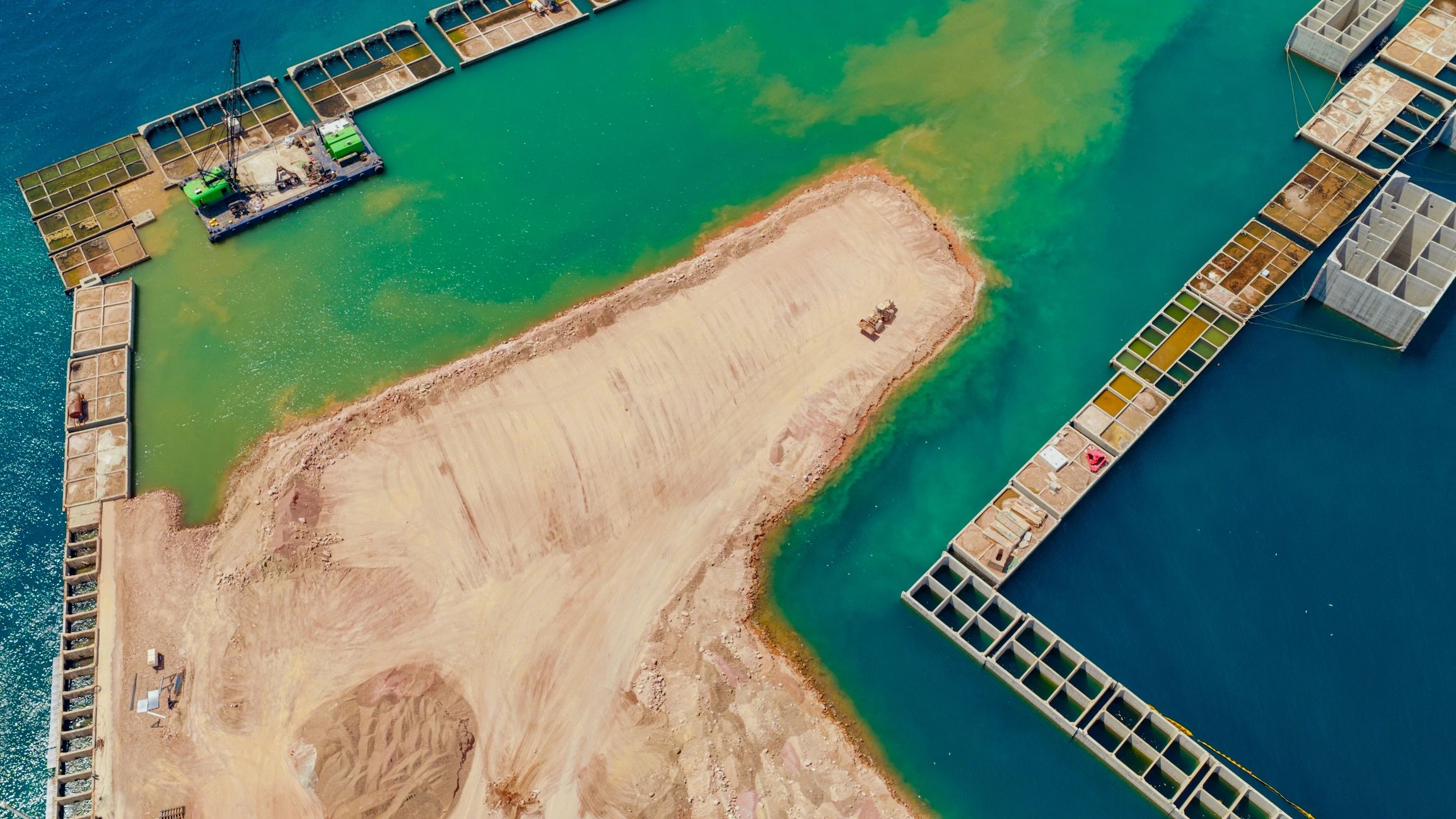 Aerial view of large-scale infrastructure construction project