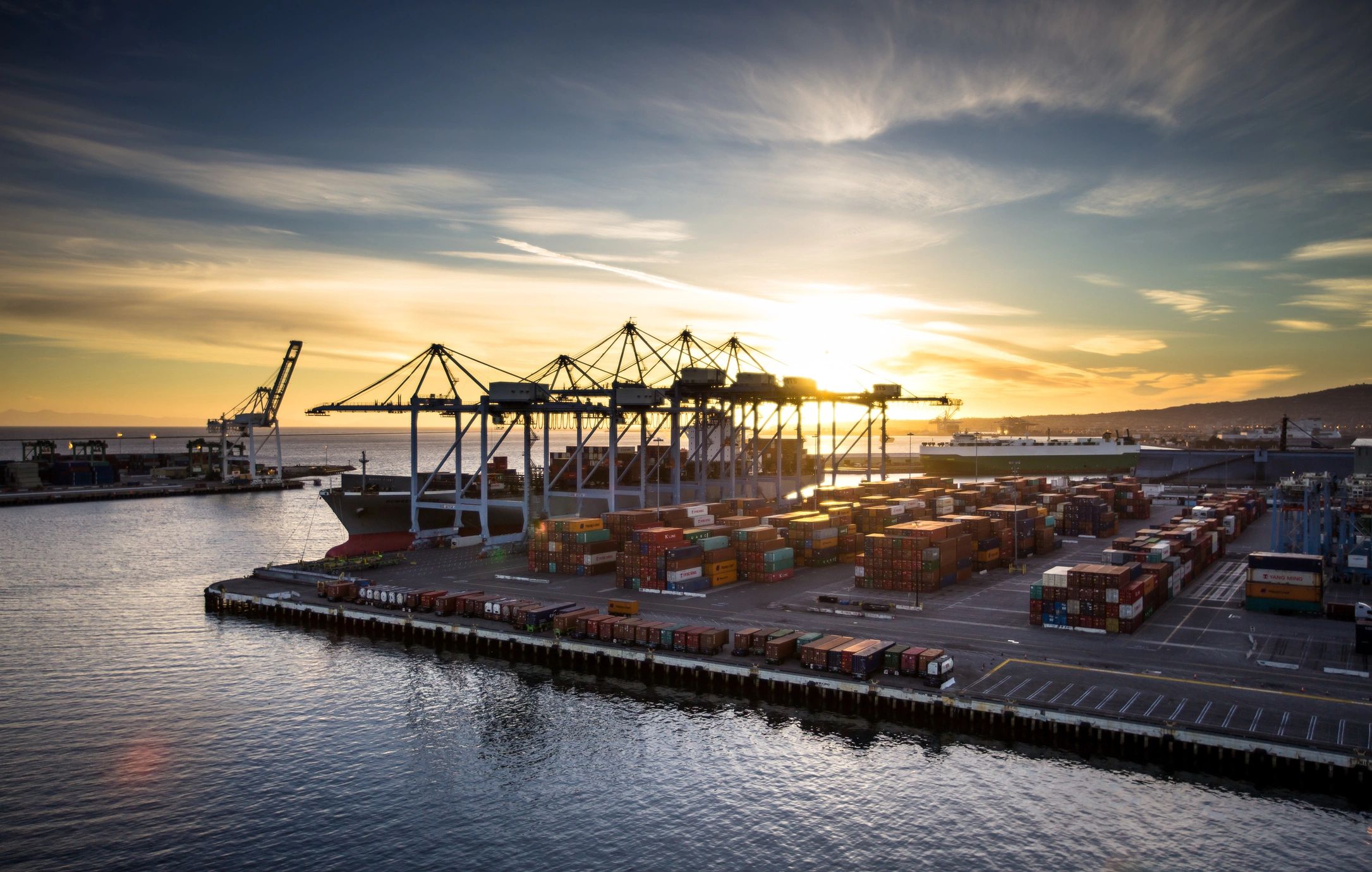 Container port supporting distribution and cargo planning